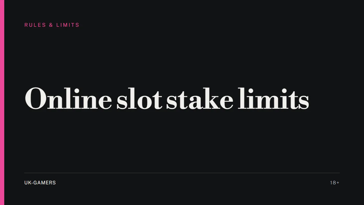 Typographic cover: online slot stake limits